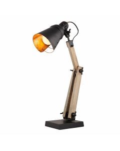 Scandi Modern Natural Wooden Table Lamp - Rustic Retro Designer Vintage Light