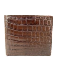 Mens Genuine Crocodile Leather Bi Fold Wallet (Large) - Brown
