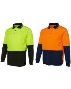 HI VIS Long Sleeve Polo Shirt - High Visibility Fluro Safety Workwear