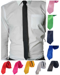 Mens SKINNY TIE Plain Wedding Slim Necktie Formal Casual Narrow Party