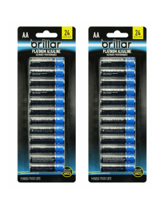 2 Packs of 24 Brillar AA Platinum Alkaline Batteries Long Lasting Power Home
