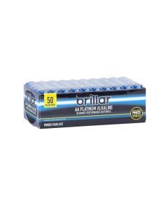 Brillar AA Platinum Alkaline Ultimate Performance Batteries - 50 PCS
