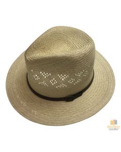 Natural STRAW PANAMA HAT FEDORA Summer Trilby Sun Summer Cap BR108