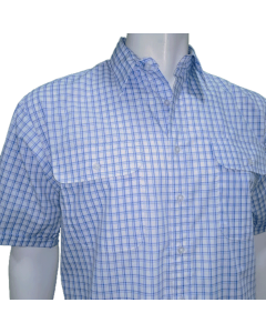 Bisley Mens Short Sleeve Check Shirt Checkered 100% Cotton Casual Business Work - Red