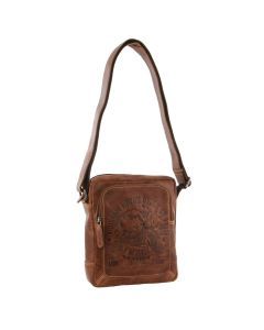 Billy The Kid Mens Genuine Leather Small Shoulder Bag in Cognac