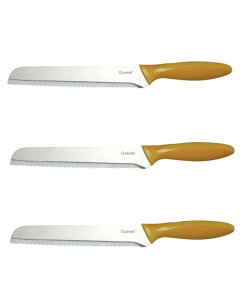 3Pc Set 20.5cm Culinare Bread Knife Stainless Steel Kitchen Chef with Cover