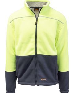 HI VIS Polar Fleece Sherpa Full Zip Jacket  - Yellow (Thick Lined  Winter Safety Jumper)