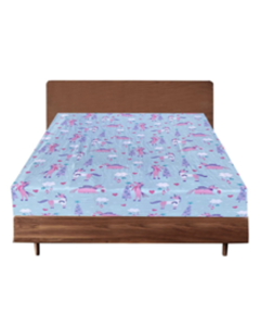 Queen Luxury 100% Cotton Flannelette Fitted Bed Sheet Authentic Flannel - Sky Blue