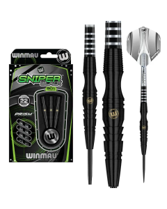 Winmau 90% Tungsten Sniper Black Steel Tip Darts 22g Natural Finish Match Weighted