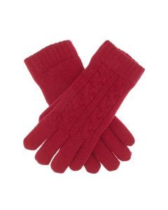 Dents Womens Cable Knit Gloves in Berry