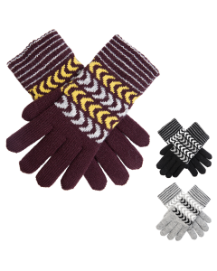DENTS Ladies Womens Gloves Fleece Lined Warm Chevron Winter Ski