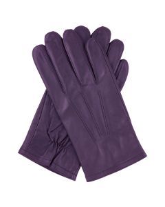 Dents Mens Genuine Full Grain Leather Gloves 3 Point Stitch Fleece Lined Warm Winter - Purple