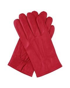 Dents Mens Genuine Full Grain Leather Red Gloves - 3 Point Stitch & Warm Fleece Lined