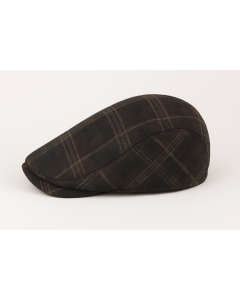DENTS Quilted Flat Ivy Cap Hat Driving Newsboy Elastic Back Cabbie - Brown Check - 55cm