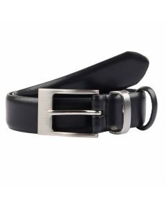 Double Keeper Leather Dress Belt in Black
