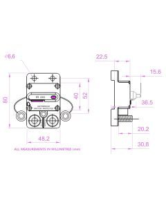 Exotronic 120A Surface Mount Waterproof DC Circuit Breaker - Side by Side