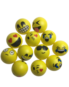 12 EMOJI FACE STRESS BALLS Hand Relief Squeeze Tension Reliever Soft Smiley 70mm