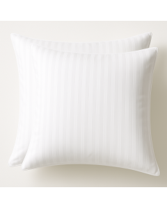 2x 100% Cotton European Square Pillowcases - 400 Thread Count - Striped White