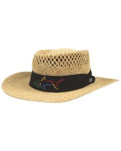 Greg Norman Straw Hat - Natural (Summer Wide Brim Golf Signature Hat)