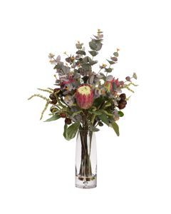 84cm Protea & Native Arrangement in Glass Vase Artificial Plant Flower Tree Fake