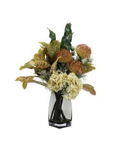 63cm Hydrangea & Croton Mixed Arrangement Artificial Flowers Plant Decor