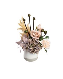 48cm Dried Look Floral Flower Plant - Dry Arrangement - Pastel Colours (Oval Pot)