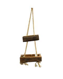 2 Tier Wood Hanging Planter Plant Storage with Rope Rustic Decor