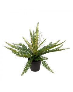 35cm Small Ruffle Faux Fern Plant in Pot Artificial Green Plant Fake Flower