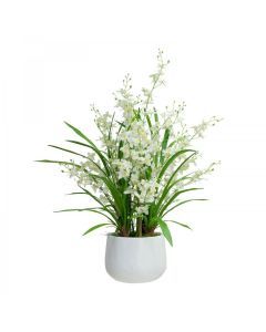 78cm Dancing Lady in Pot Artificial Flower Plant Decor - Cream