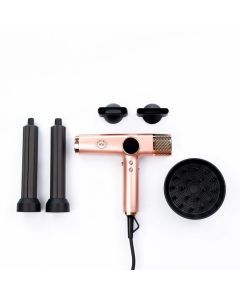 H2D 4-in-1 Xtreme Ionic Magnetic Hairdryer + Styler Styling Iron - Rose Gold