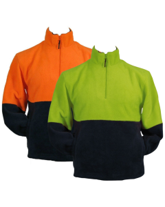 HI VIS Polar Fleece Half Zip Jumper - High Visibility Safety Workwear Jacket