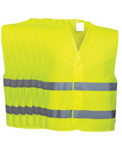 10x Hi Vis Yellow Safety Vest Bulk Pack - Reflective Tape Workwear for Night & Day Bulk Pack (One Size)