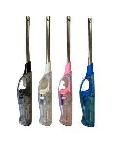 12x Long Gas Lighter for BBQ Kitchen Cigarette w/ Safety Lock - Assorted Colours