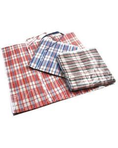 48x Large Checkered Bags Bulk Pack - Striped Shopping Bags - 78cm x 65cm x 25cm