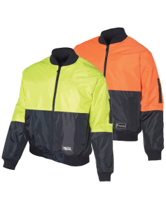 HUSKI 3M Flyer Fully Waterproof Bomber Jacket Hi Vis Work Quilted Lining
