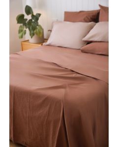 100% Cotton Percale Sheet Set - Fitted & Flat Sheets + Pillowcases - Terra