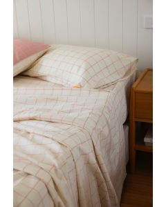 100% Cotton Percale Sheet Set - Fitted & Flat Sheets + Pillowcases - Betty