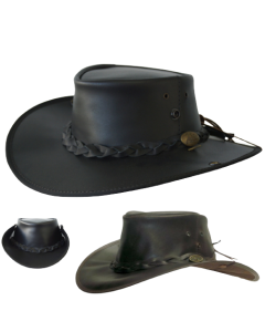Jacaru 101 Boundary Rider Bovine Leather Hat w/ Chinstrap Side Snaps