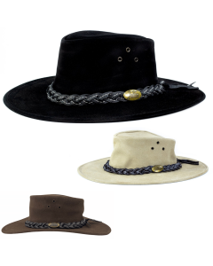 Jacaru 1007 Wallaroo Suede Leather Outback Wide Brim Hat