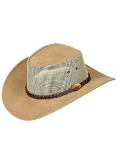 Jacaru 1019 Summer Breeze Squashy Suede Leather Hat - Wide Brim Outback Hat