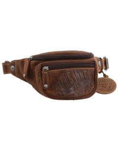 Jack's Inn Mudslide Brown Crazy Horse Leather Bumbag Waist Belt Bag Pouch in Cognac