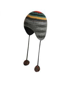 KANGOL Chameleon Earlap Beanie Hat Winter Warm Pom Pom Wool Blend - Dark Flannel