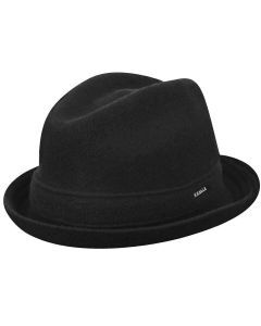 KANGOL Wool Player Trilby Hat - Black (Fedora Style Warm Winter Cap 6447BC)