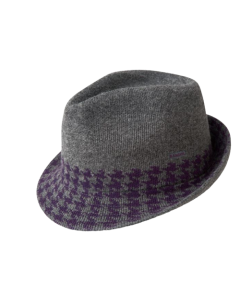 KANGOL Hounds Stripe Arnold Lambs Wool Blend Trilby Fedora - Dark Flannel - S