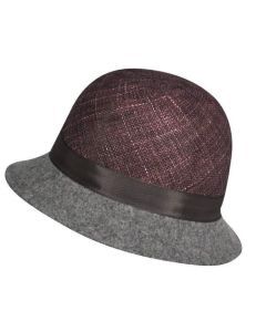 KANGOL Womens Dapper Felt & Straw Cloche Hat Wool K0817LX - Eggplant/Slate - S
