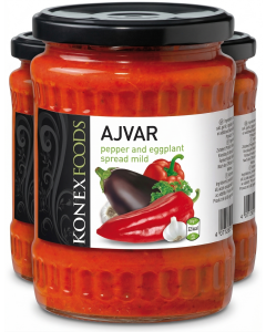3x 350g Konex Tiva Ajvar Spread Bulk Pack - Mild Roasted Pepper Relish Dip - Product of Bulgaria