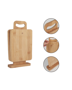 4pc Bamboo 22x14cm Chopping Block/Cutting Board Set w/ Display Stand
