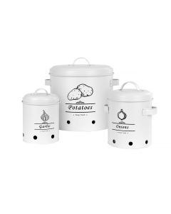 Clevinger 3 Piece Rustic Style Galvanised Iron Vegetable Storage Tins Container