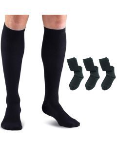3x Lewis N. Clark Compact Travel Compression Socks Anti Fatigue Support - Black - One Size