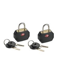 1 Pack of 2 Lewis N. Clark TSA Key Locks Luggage Travel Padlock Keyed - Black